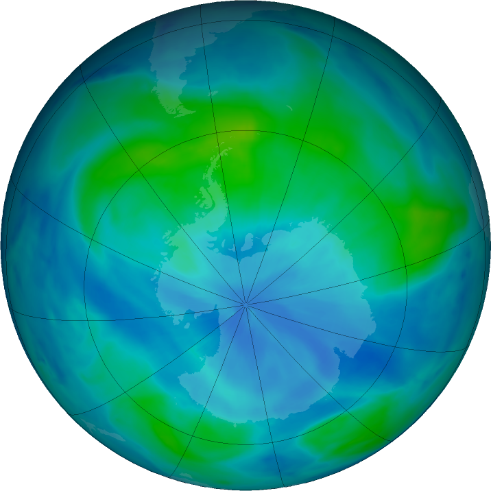 Antarctic ozone map for 11 March 2023
